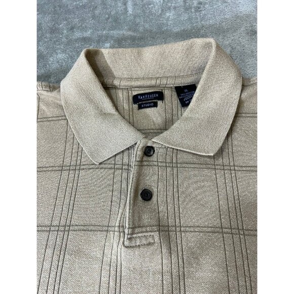 Van Heusen Polo Shirt Mens Size XL Beige Heavy  Knit Classic Fit Long Sleeve - Picture 6 of 6